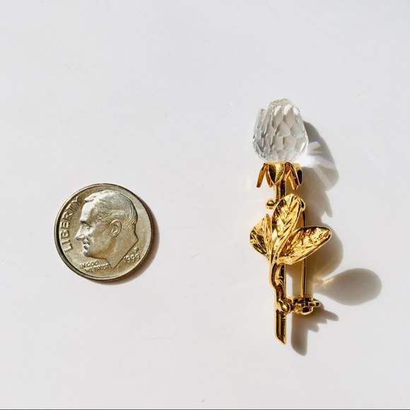 NWOT Swarovski Rose & Lily golden tone crystal brooch (2 pcs) - Picture 5 of 9